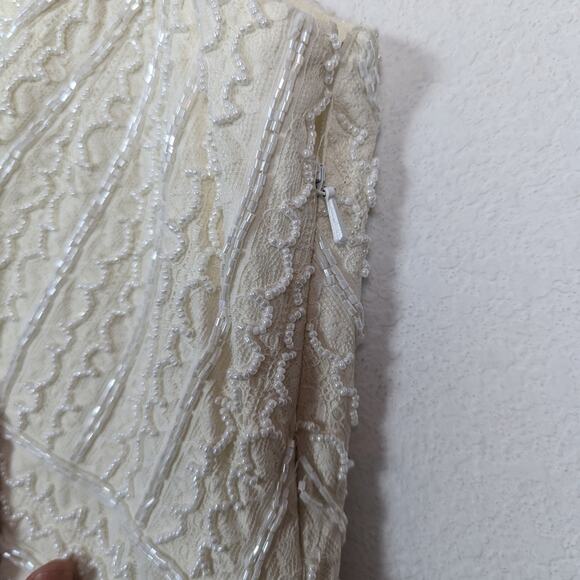 Carmen Marc Valvo Ivory Beaded Cocktail Mini Dress - Picture 7 of 9